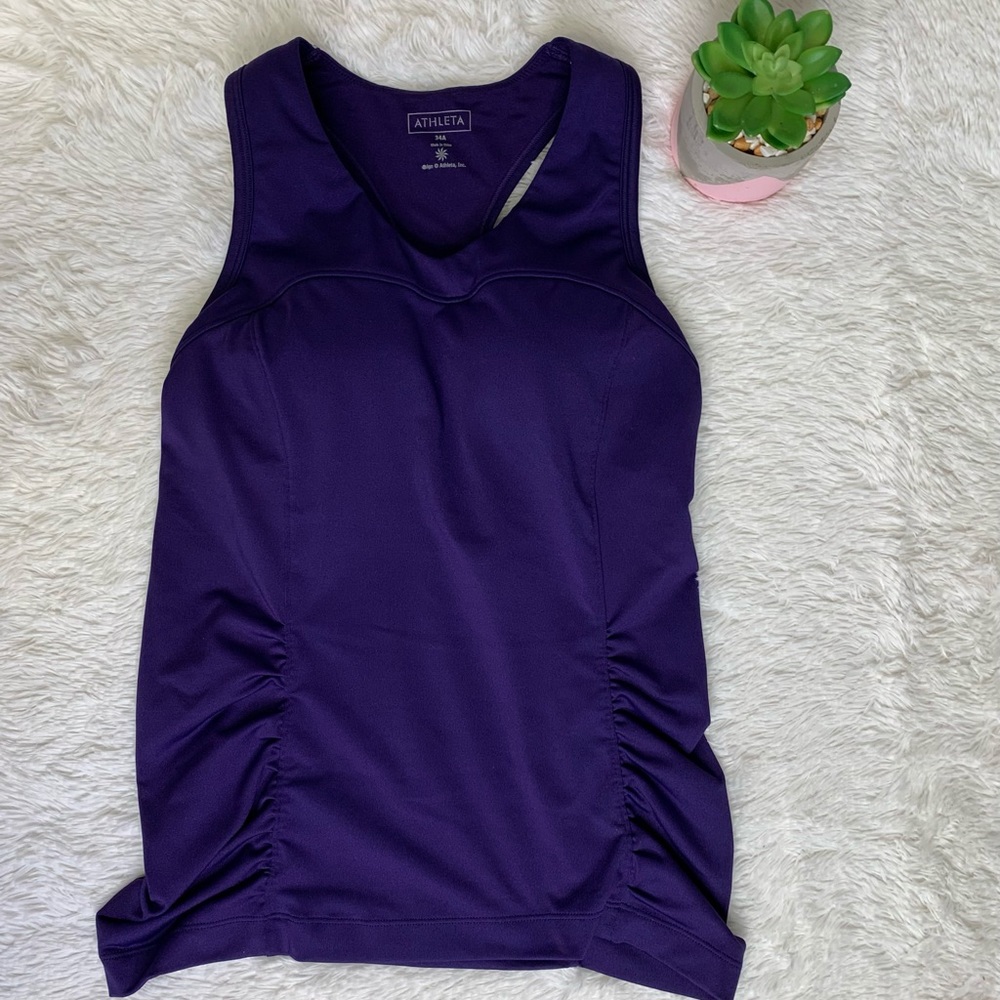 Athleta Purple Ruched RacerbackTank Top 34A